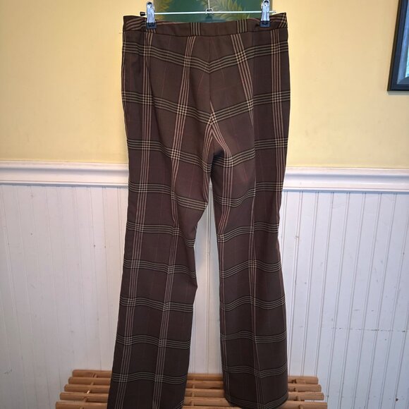 Vintage 90s Womens Brown Plaid boot cut Pants Size 10 By Bay - Picture 2 of 9